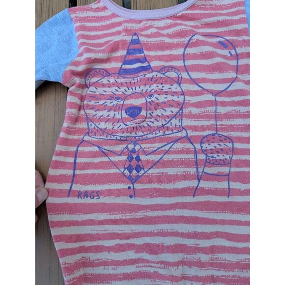 Rags to Raches Birthday Bear Romper‎ One Piece size 12-18 months pink USA cotton - Picture 2 of 4